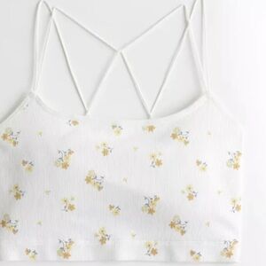 Gilly Hicks seamless longline bralette white w yellow floral pattern size Large